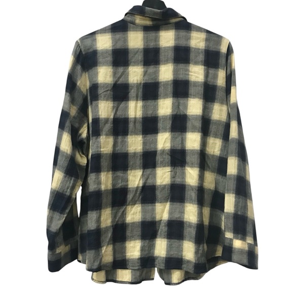 CJ Banks Blue Yellow Plaid Button Down Shirt Light Stretch Cotton Top sz 1X EUC - Picture 3 of 5